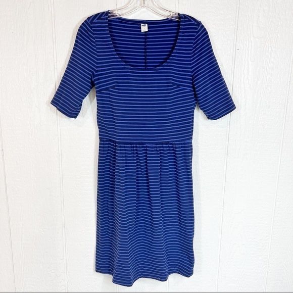 Old Navy Blue Stripe Short Sleeve Scoop Neck Dress Small - Picture 1 of 9